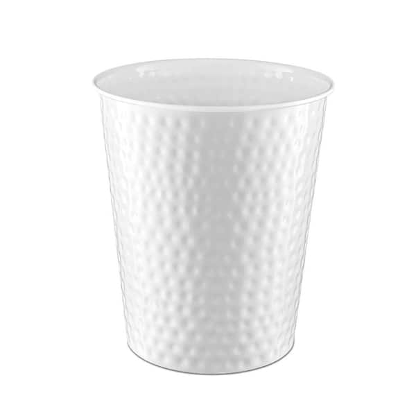 1.8 Gallon Cylindrical Metal Trash Can,Classic White