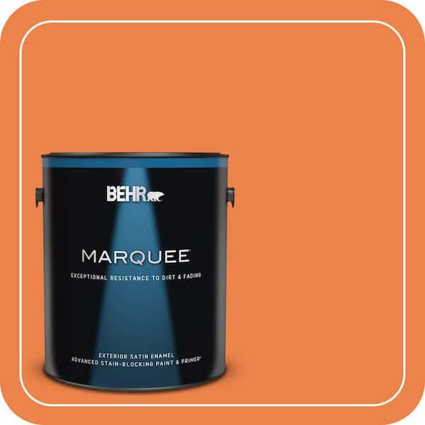 BEHR MARQUEE 1 gal. #240B-6 Orange Zest Satin Enamel Exterior Paint & Primer