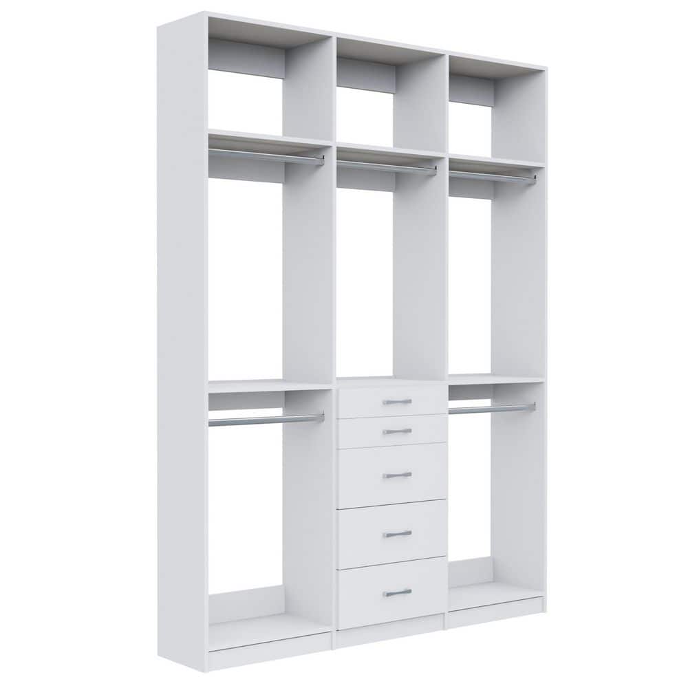 Alto Collection 69 in W White Wall Mounted 2 Double Hang and 5-Drawer w Extensions Wood Closet System price history on PriceWatchPro