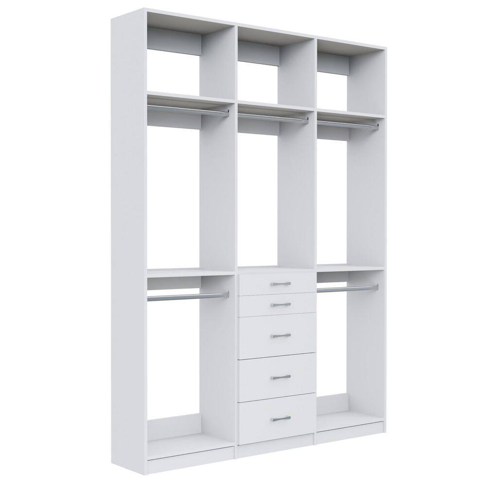 Alto Collection 97.5 in W White Wall Mounted 2 Double Hang and 5-Drawer w Extensions Wood Closet System price history on PriceWatchPro