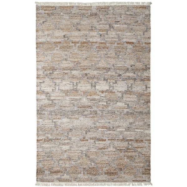 HomeRoots Tan and Gray Geometric 10 ft. x 13 ft. Area Rug
