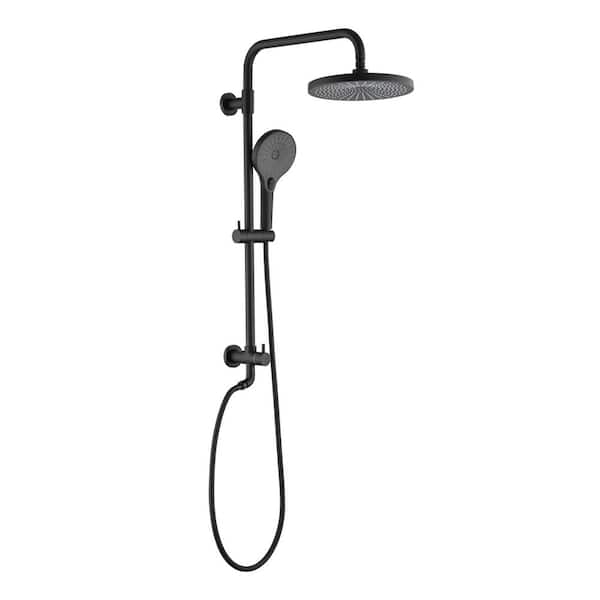 YASINU Mark 3-Spray Wall Mount Round Shower Faucet with Slide Bar Shower Handheld in Matte Black