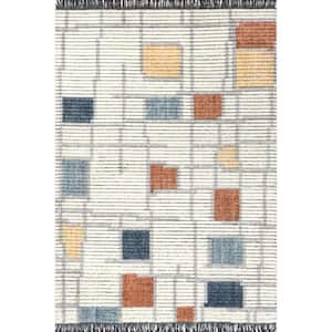 Dolores Geometric Maze Fringe Beige 5 ft. 3 in. x 7 ft. 6 in. Area Rug