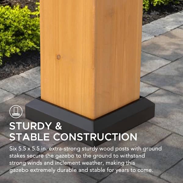 Sunjoy 12 ft. x 20 ft. Wood Gazebo Outdoor Patio Cedar