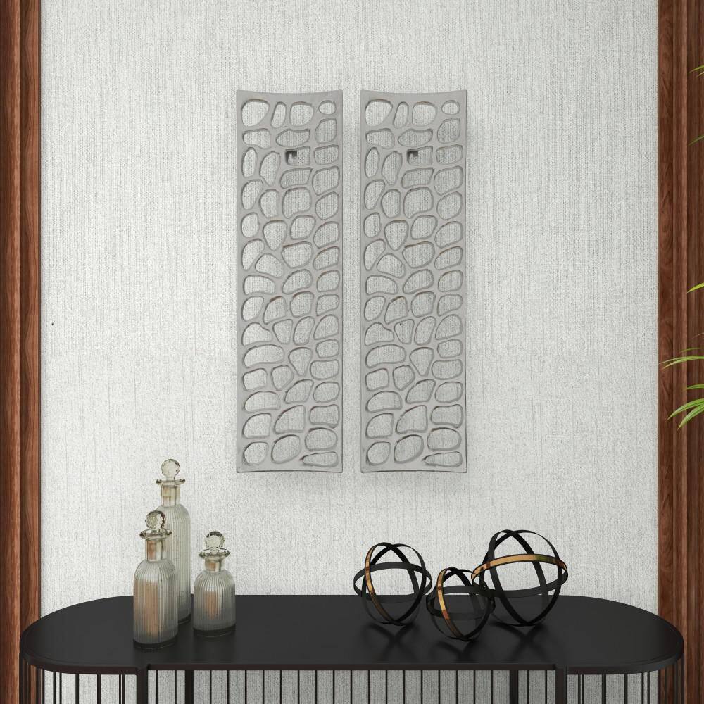 Silver Aluminum Abstract Cutout Wall Sculpture Set