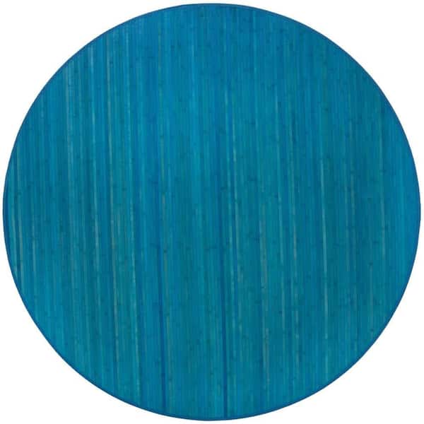 Bamboo Zhuzi Blue 7 ft. x 7 ft. Round Area Rug