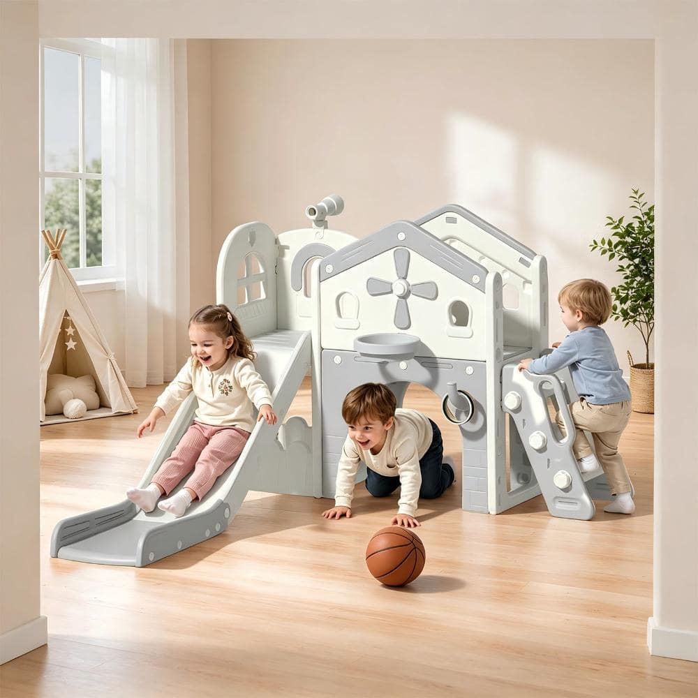 10 in 1 Foldable Toddler Slide with Basketball Hoop Indoor Outdoor Toddler Playground Climber Playset ASTM Certified price history on PriceWatchPro
