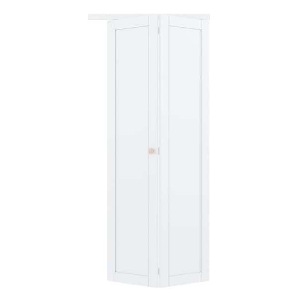 36 in. x 96 in. 1 Lite Solid Core Panel White Primed Composite MDF Interior Closet Bi-fold Door with Hardware Kit