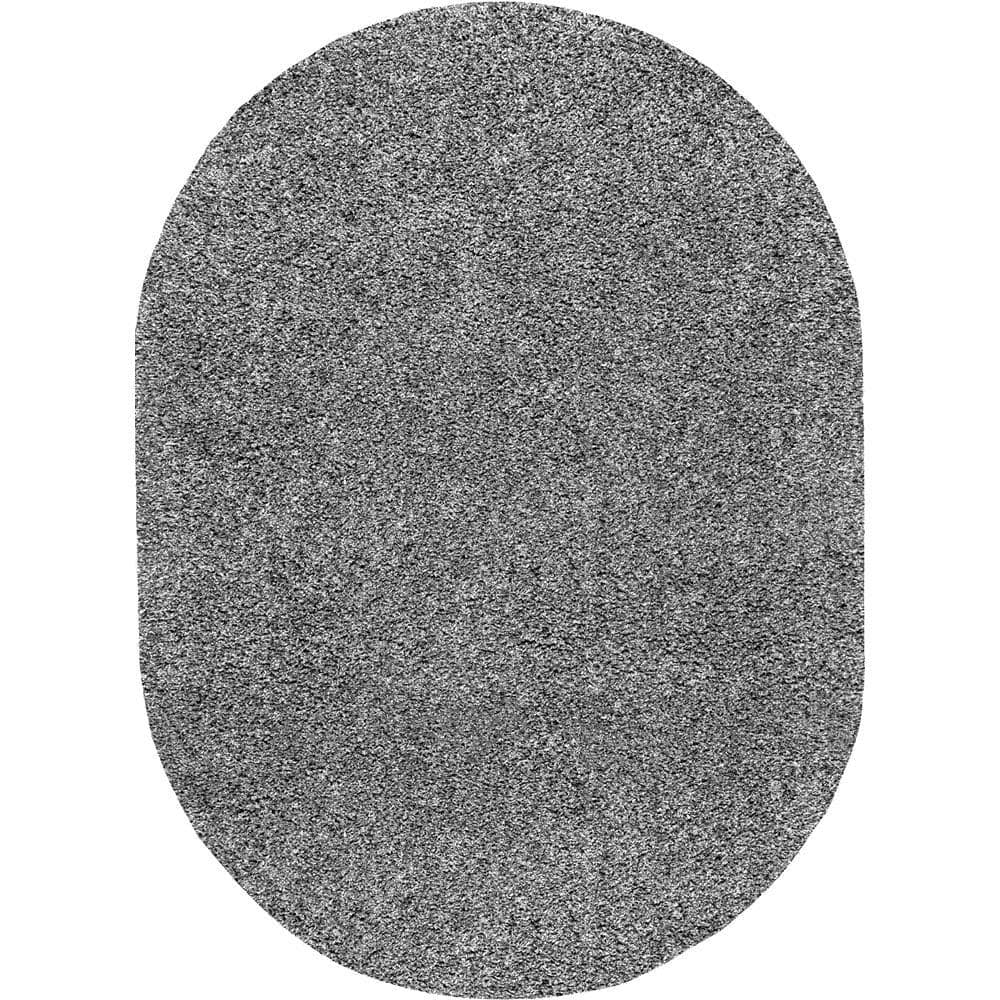 nuLOOM Marleen Plush Shag Gray 5 ft. x 8 ft. Oval Rug OZSG02GO508