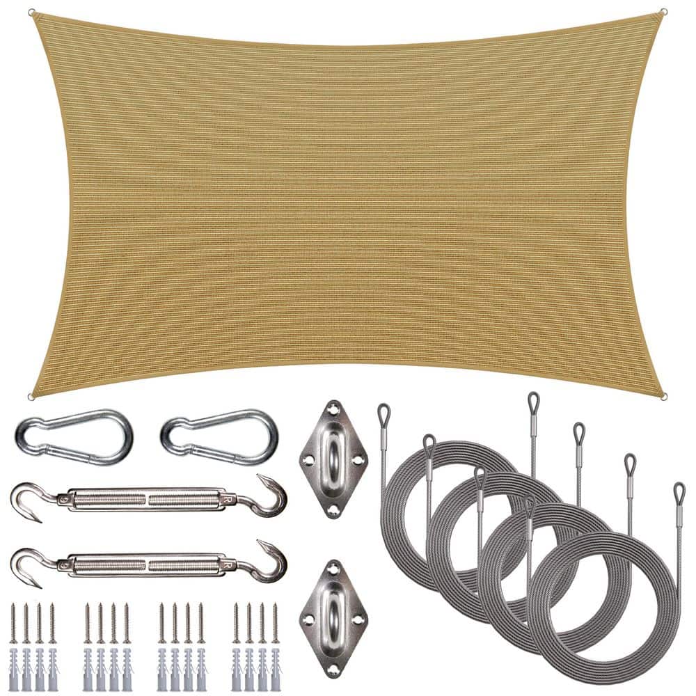 10 ft. x 16 ft. Rectangle Sun Shade Sail with Hardware Kit and Rope-Sand beige price history on PriceWatchPro