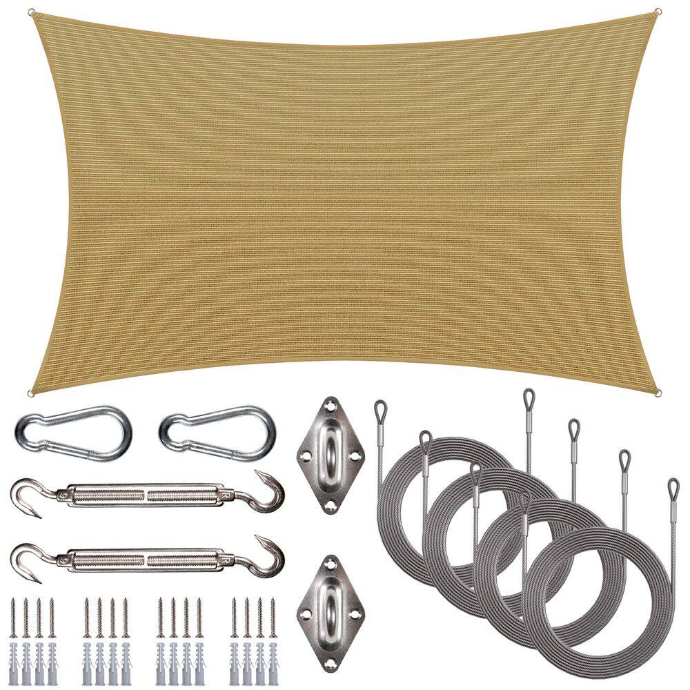 12 ft. x 18 ft. Rectangle Sun Shade Sail with Hardware Kit and Rope-Sand beige price history on PriceWatchPro