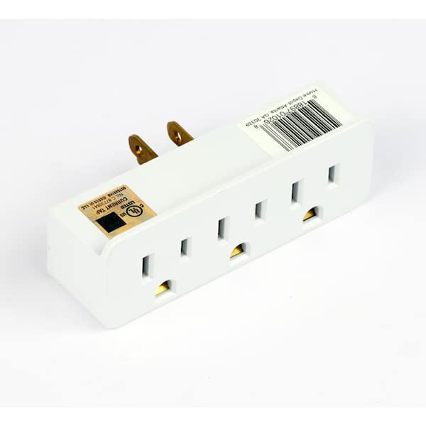 Commercial Electric 15 Amp 3-Outlet Grounded AC/DC Adapters, White LA-10 -  The Home Depot
