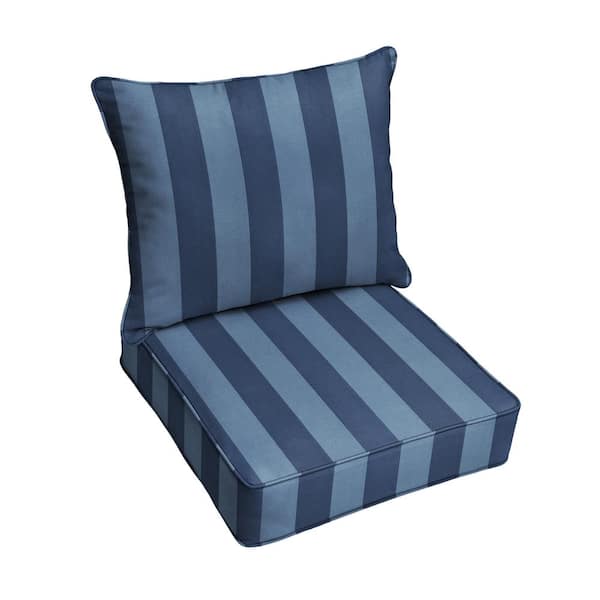 SORRA HOME 27 in. x 30 in. Deep Seating Indoor/Outdoor Corded Lounge Chair Pillow & Cushion Set in Preview Capri
