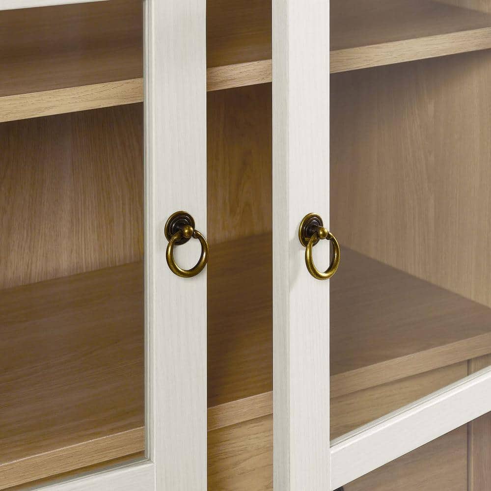 Nolan Tall White Oak Arched China Cabinet with Glass Doors