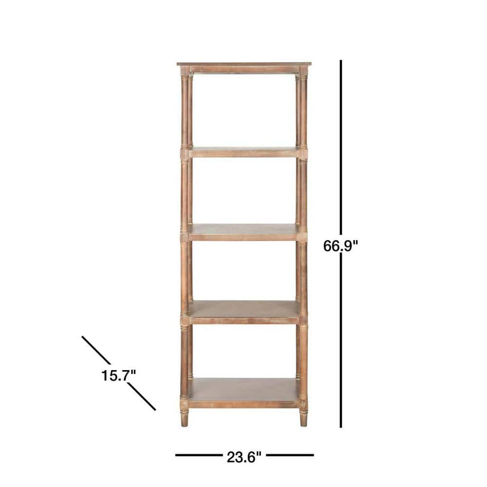 Transitional Sepia Pine 5-Tier Spindle Bookcase