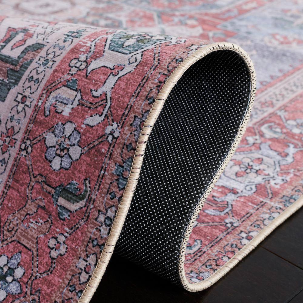 Tucson 6' Square Grey Blue and Rust Synthetic Area Rug