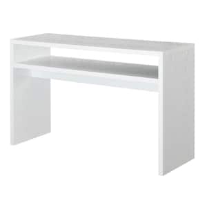 Northfield 48 in. White Standard Height Rectangular Particle Board Top Console Table with Shelf