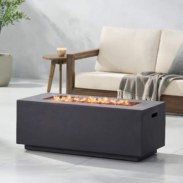 Unbranded 40 in. x 19 in. 40,000 BTU Rectangular MGO Gas Outdoor Patio Fire Pit in Gray