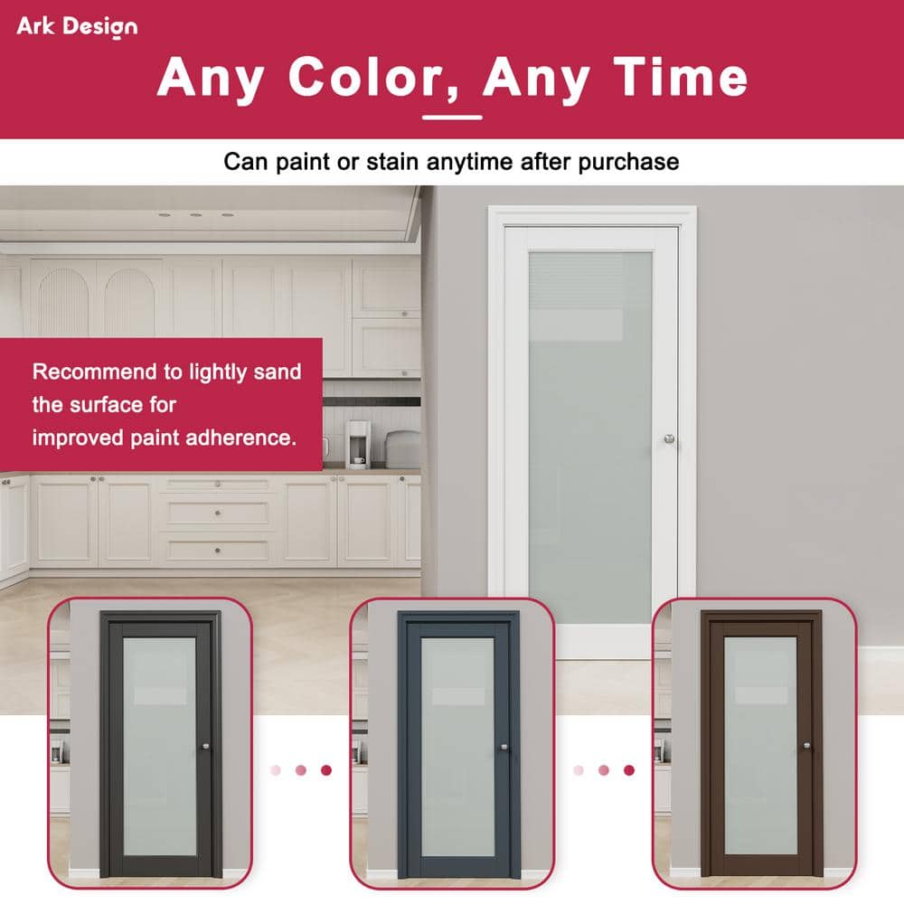 28 in. x 80 in. White 5-Lite Frosted Glass MDF Prehung Door