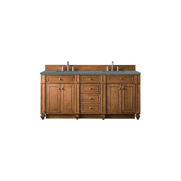 James Martin Vanities Bristol 72.0 in. W x 23.5 in. D x 34 in. H Bathroom Vanity in Saddle Brown with Cala Blue Quartz Top