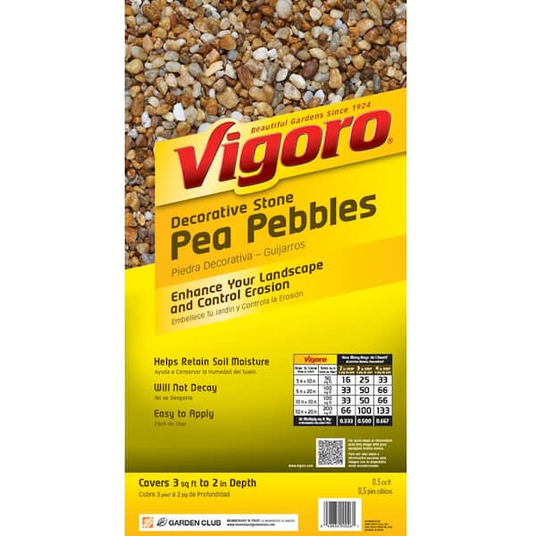 Vigoro 0.5 cu. ft. Bagged Pea Gravel Pebble Landscape Rock 64 Bags/32 cu. ft./Pallet