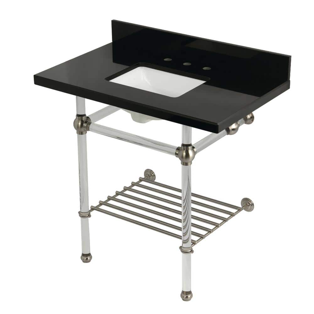 Templeton 36 in. Granite Console Sink with Acrylic Legs in Black Granite/Brushed Nickel price history on PriceWatchPro