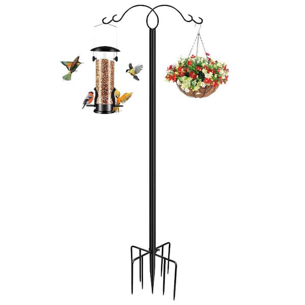 Unbranded Double Shepherds Hook Heavy Duty 42.7 to 108 Inch Adjustable for Hanging Bird Feeder, Plant Stand etc