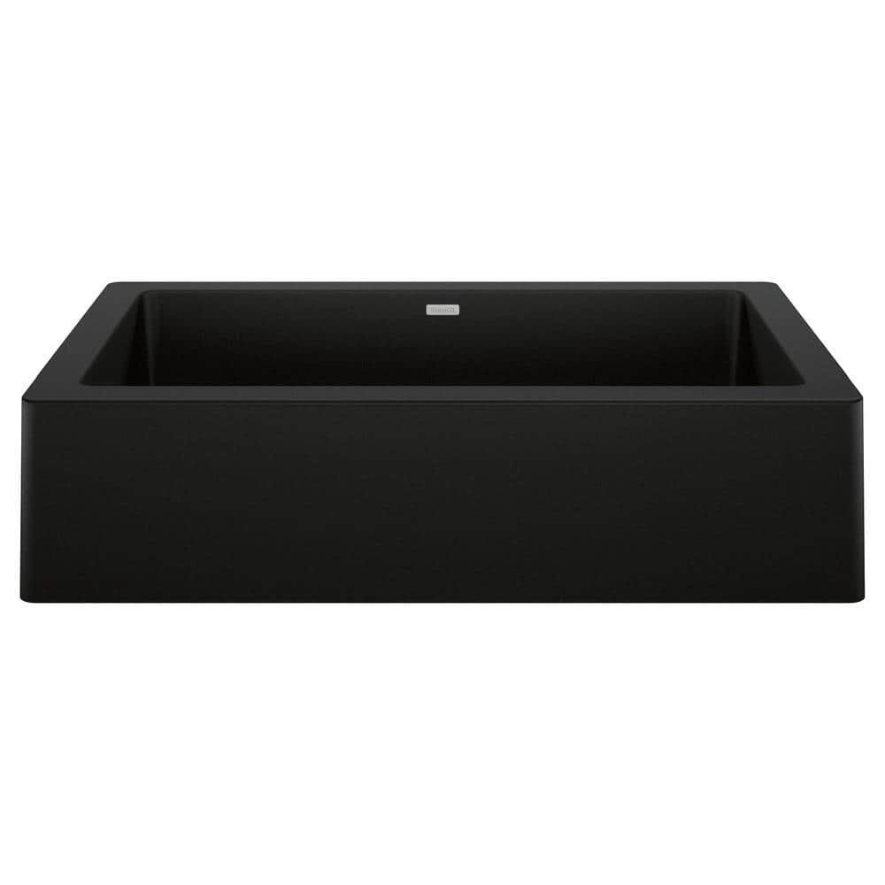 Blanco VINTERA Coal Black Granite Composite 30 In Super Single Bowl   Coal Black Blanco Farmhouse Kitchen Sinks 526545 64 1000 