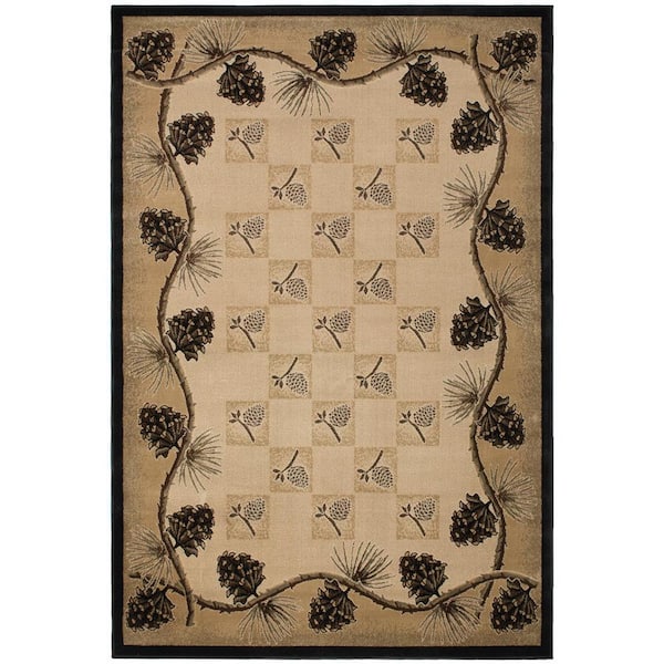 Lodge King Pine Bluff Beige 2 ft. x 4 ft. Area Rug
