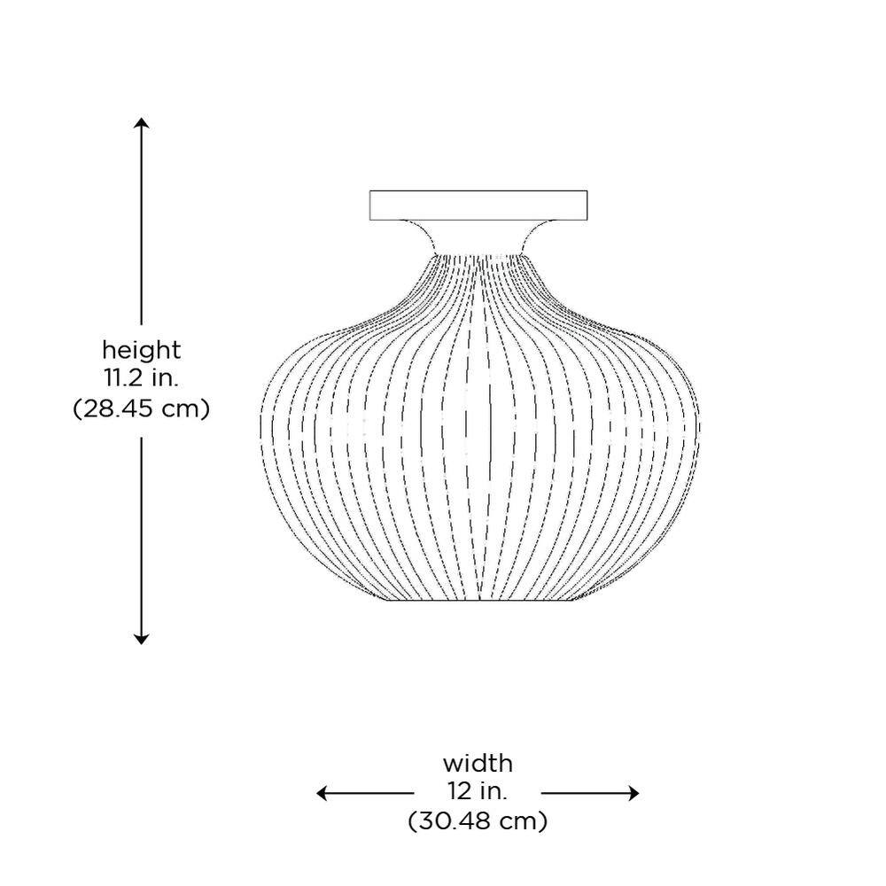 Aristo 12" Black Globe Semi-Flush Ceiling Light with Ribbed Glass Shade