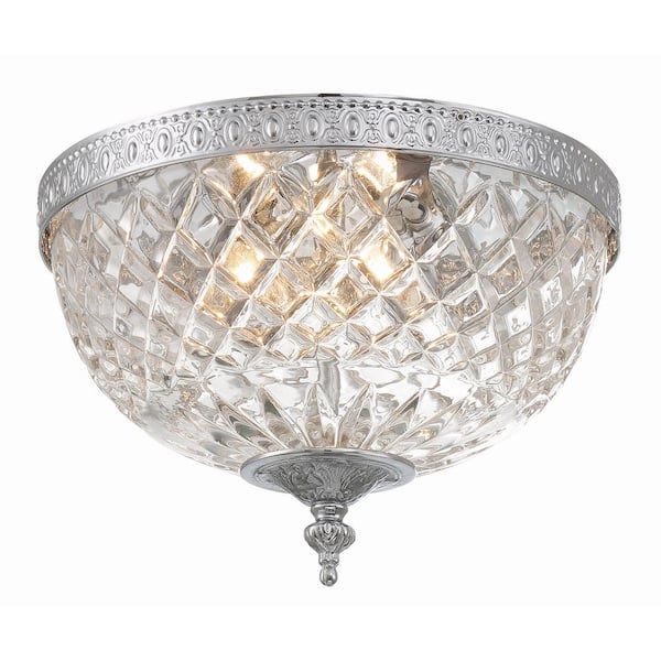 Crystorama Ceiling Mount 12 in. 3-Light Polished Chrome Flush Mount