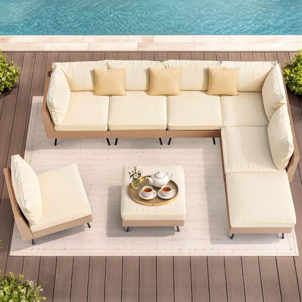 PamaPic 8-piece Wicker Outdoor Furniture Set With Thick Cushions