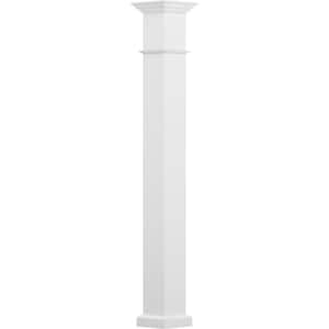 8' x 5-1/2" Endura-Aluminum Wellington Style Column, Square Shaft (Load-Bearing 12,000 LBS), Non-Tapered, Primed