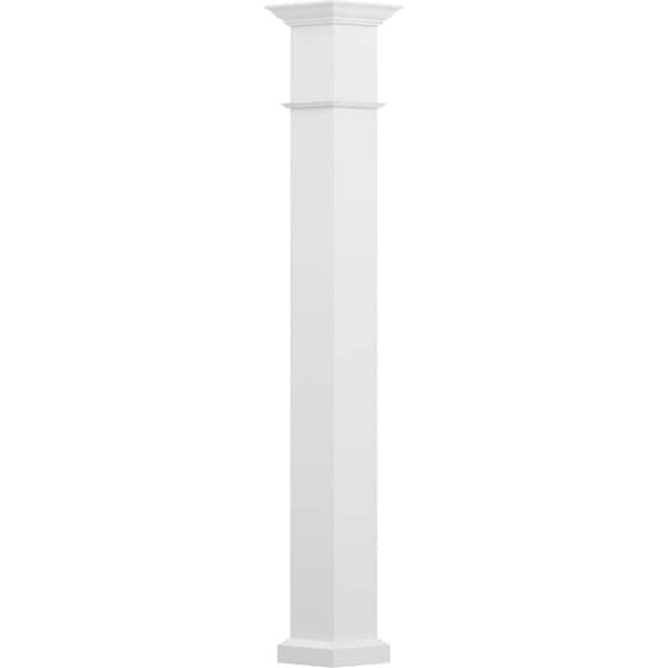 AFCO 8' x 5-1/2" Endura-Aluminum Wellington Style Column, Square Shaft (Load-Bearing 12,000 LBS), Non-Tapered, Primed
