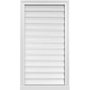 22 in. x 40 in. Vertical Surface Mount PVC Gable Vent: Functional with Brickmould Sill Frame
