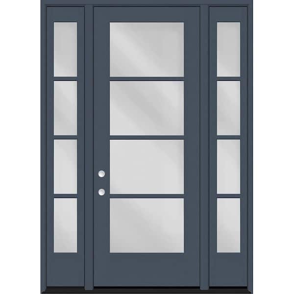 Steves & Sons Legacy 64in. x 96in. Icon 4-Lite Modern Clear Glass RHIS DkDen Fiberglass Prehung Front Door w/2-12in. SL 4-9/16in. Jamb