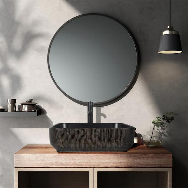 Puluomis 20 in. Rectangular Vessel Ceramic Sink in Brown
