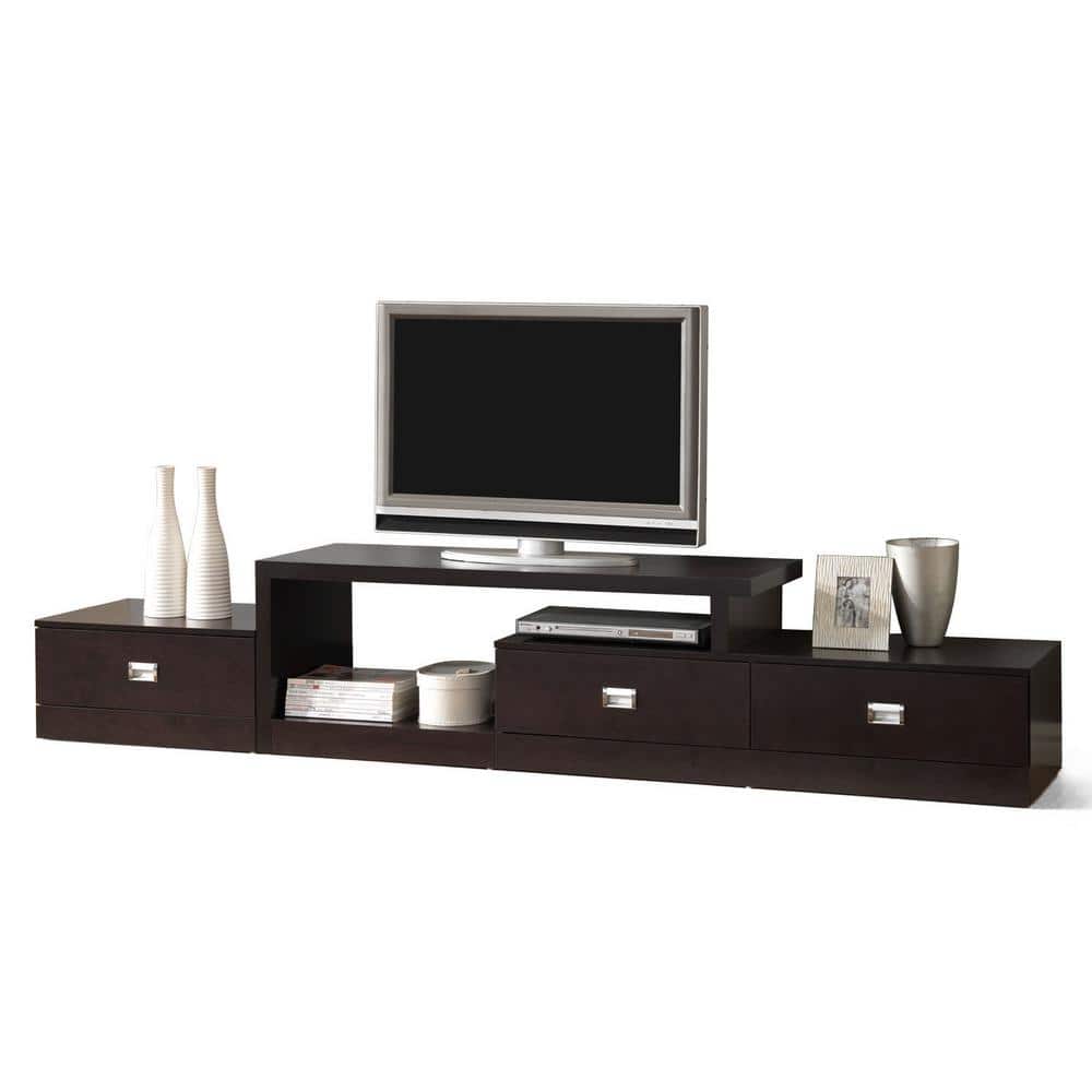 Marconi Asymmetrical Modern TV Stand with Cabinet in Dark Brown