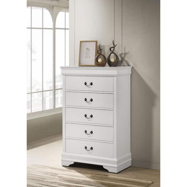 Coaster Louis Philippe White 5-drawer 31.25 in. Chest of Drawers 202445 - The Home Depot Coaster Louis Philippe White 5-drawer 31.25 in. Chest of Drawers 202445 - The Home Depot