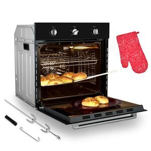 24 in. Built-In Single Natural Gas Wall Oven with Rotisserie in Black, CSA Approved