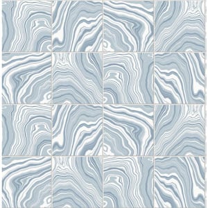 30.75 sq. ft. Luxe Haven Lakeside Marbled Tile Vinyl Peel and Stick Wallpaper Roll