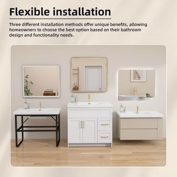Zeafive Tor 36 in. W x 22 in. D Solid Surface Cultured Marble