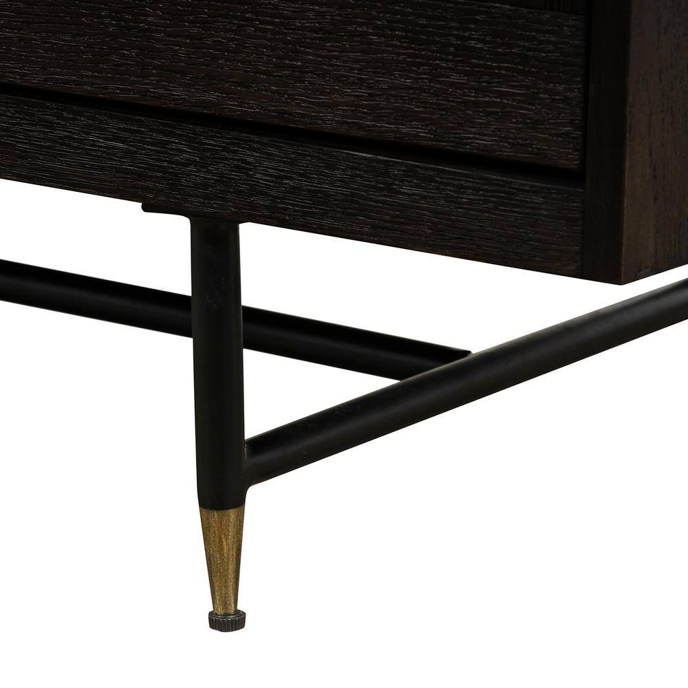 Gatsby 66" Black and Gray Oak Metal Buffet Cabinet