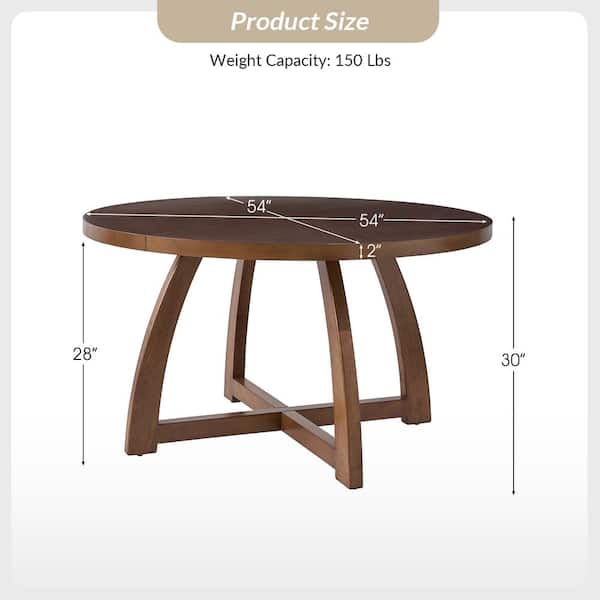 JAYDEN CREATION Ursula Walnut 54 in. Solid Wood Round Dining Table