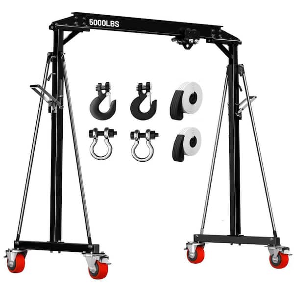 2-Ton Portable Gantry Crane Adjustable Height and Width, Heavy-Duty Shop Lift Hoist with 2-Ton Manual Trolley Black