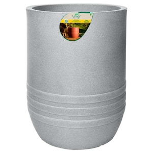 22 in. Foz do Iguacu Gray Tall Round Plastic Planter for Indoor & Outdoor (22 in. D x 31.5 in. H)