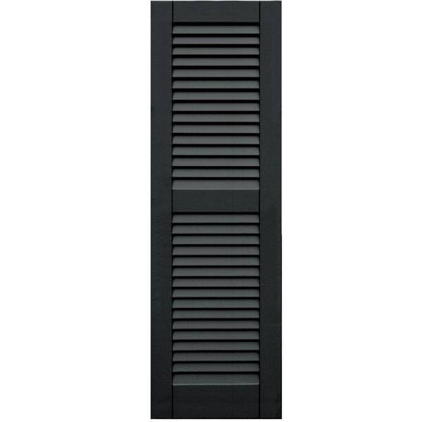 Winworks Wood Composite 15 in. x 48 in. Louvered Shutters Pair #632 Black