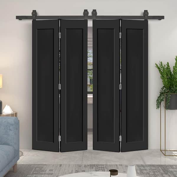 CALHOME 60 in. x 84 in. 1 Panel Shaker Hollow Core Black Composite