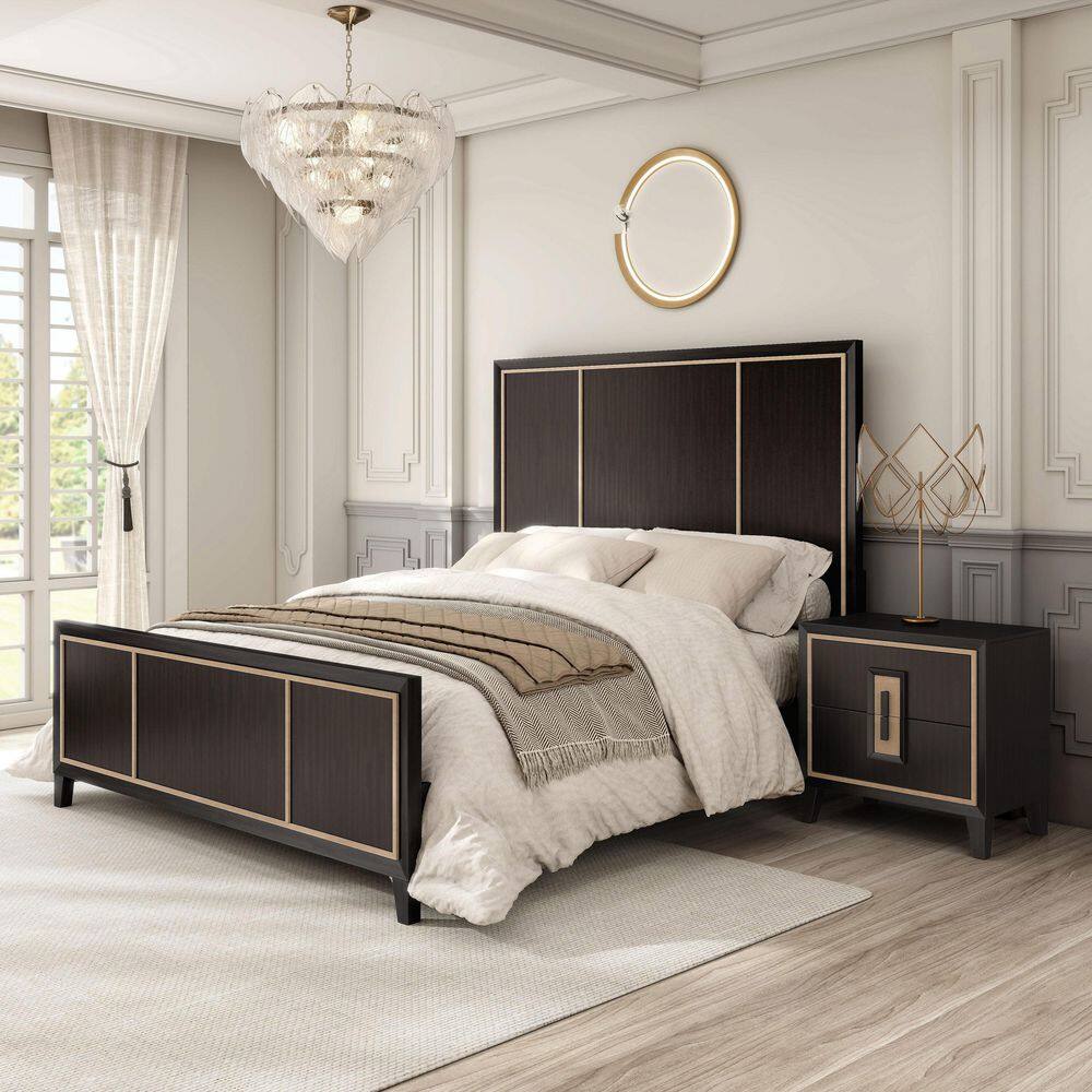 Furniture of America Demi 2-Piece Modern Espresso Wood Queen Panel ...