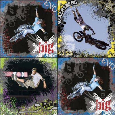 X-Games 11.5 in. x 18 in. Multicolored Extreme Sport 4-Piece Wall Decal-DISCONTINUED